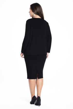 Büyük Beden Etek Ucu Deri Detaylı Bluz