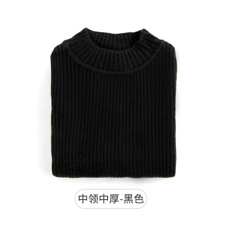 Осенне-зимний детский свитер в новом стиле, шерстяной свитер со средним воротником для мальчиков и девочек, утолщенный пуловер с полувысоким воротником, рубашка в полоску