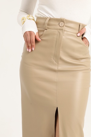 Кожаная юбка миди