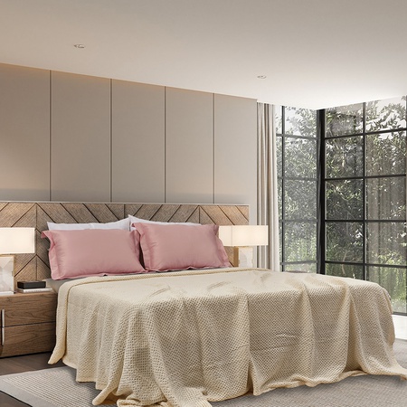 Waffle Organik Pamuklu Örme Battaniye Naturel