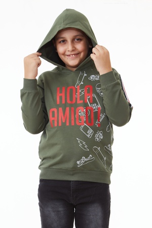 KAPÜŞONLU BASKILI SWEAT