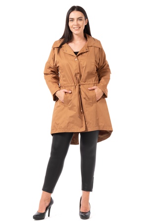 Büyük Beden Beli Büzgülü Parka