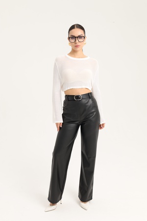 Кожаные брюки палацо