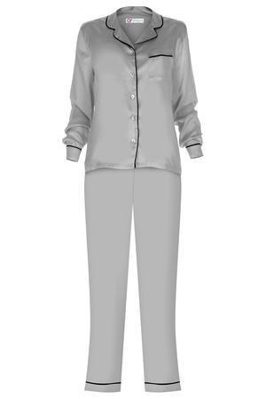 İPEK BİYELİ BAYAN PİJAMA TAKIM - GRİ