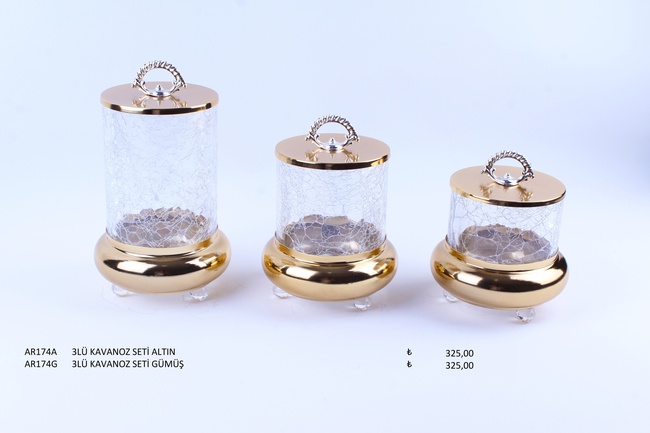 НАБОР ИЗ 3 ПРЕДМЕТОВ С ЗОЛОТОЙ ТРЕЩИНКОЙ