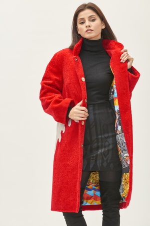 Пальто женское Silverfox модель 806 красный/белый