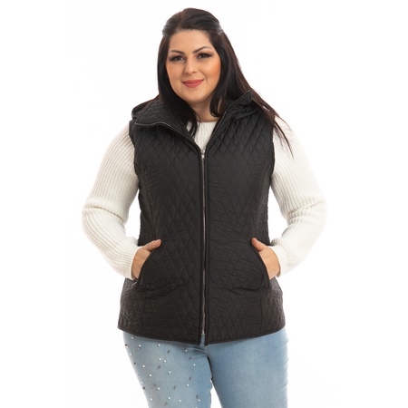 Büyük Beden Kapşonlu Kapitone Yelek