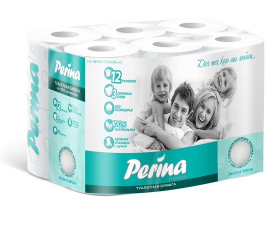 Tuvalet kağıdı PERINA Perfect White 3 kat 12 adet / paket