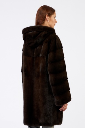 Шуба из меха норки с капюшоном МИШЕЛЬ, модель НО-247