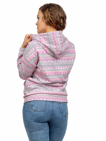 Кофта розовая с капюшоном Геометрия М-0144Р
