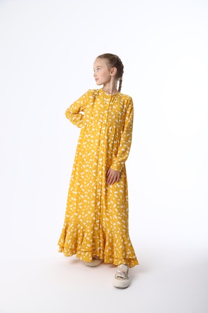 Viskon satenden kızlar için yazlık elbise (11)