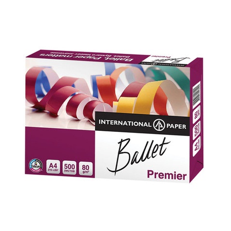 Ofis kağıdı A4, &quot;A&quot; sınıfı, BALLET PREMIER, 80 g / m2, 500 yaprak, ColorLok, International Paper, beyazlık% 161 (CIE)