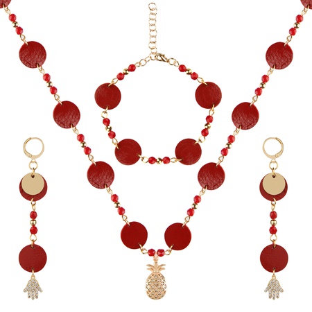 W-K-ZR-101 Кожаный браслет, колье, серьги, комбайн