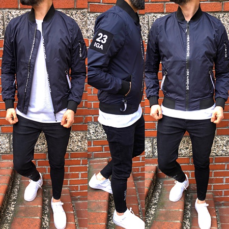 iga fashion erkek yağmurluk mevsimlik pilot mont (fermuar baskılı)