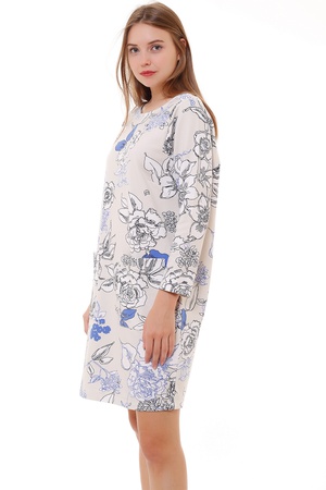 Демакс Женское белое платье с цветочным рисунком и передними карманами BUGATTI MODEL FLORAL