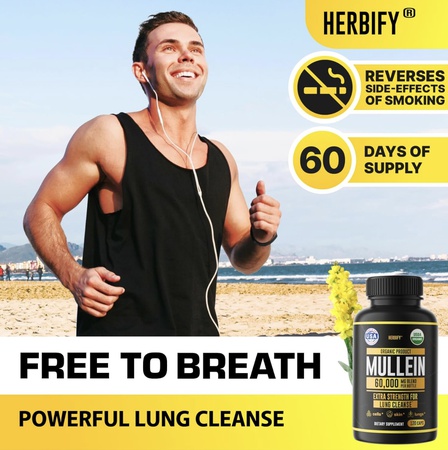 Капсулы с коровяком — очищение лёгких — экстракт листьев — мощный коровяк для поддержки иммунитета, детоксикации и поддержки дыхания — сделано в США — растительные добавки — 120 капсул