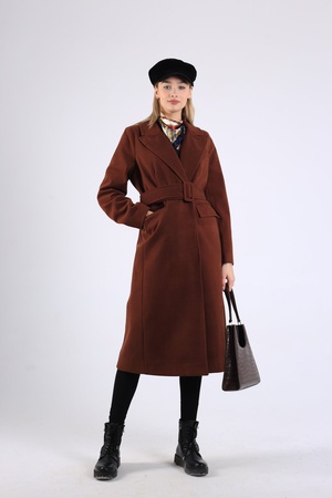 Women's maxi coat with a buckle. # 37