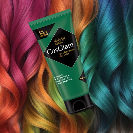 Cosglam Semi Permanent Hair Color for Women & Men, (120gm, Crazy Green)