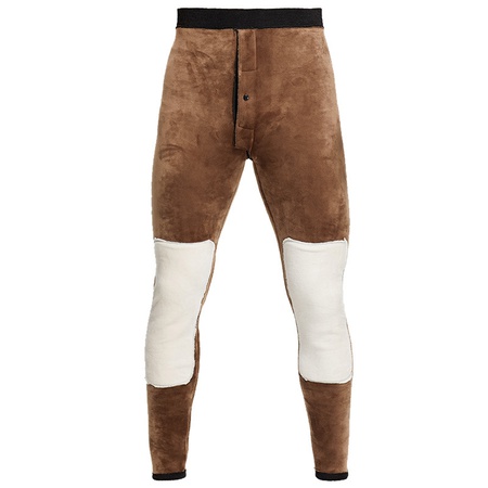 Sonbahar ve kış yeni erkek çift katmanlı ısıtmalı termal pantolon, polar ve kalınlaştırılmış bel desteği ve dizlik alt termal pantolon