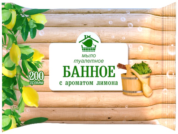 Туалетное мыло «Банное» Лимон в упаковке