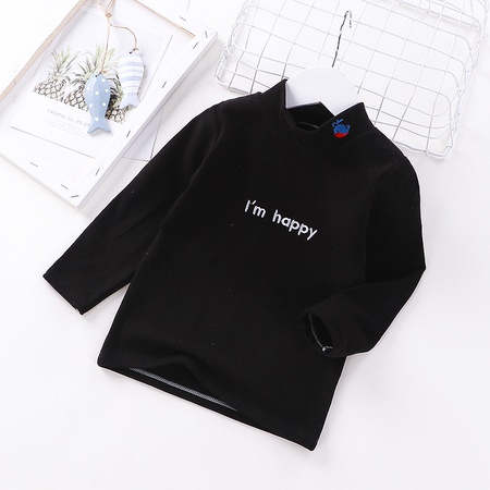 Детская нижняя рубашка I’m happy с длинным рукавом, теплая осенне-зимняя новая детская футболка с высоким воротником, детская одинарная куртка, детская одежда