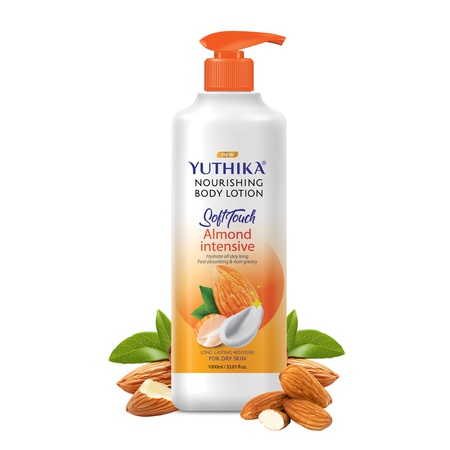 Yuthika Almond Soft Touch Body Lotion for Women & Men, Hydrating, Non-Greasy, (1000ml)