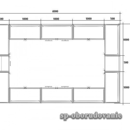 Island pavilion made of chipboard and glass 1300х4000х2500