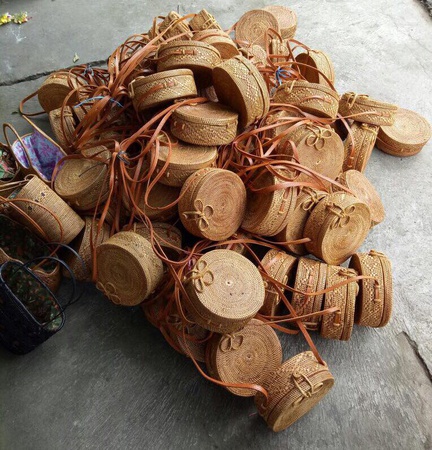 Round Synthetic Rattan Bag