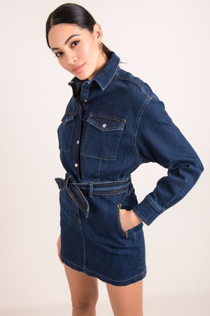 Uzun Kollu Kot Elbise