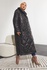Yarık düğmeli siyah uzun kışlık kaban