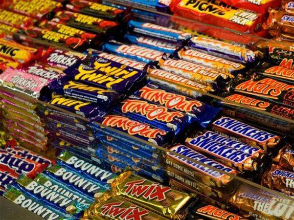Quality Street, Ferrero Nutella, Kitkat, Bounty, Malteasers, Mars, Snickers, Ferrero Chocolate