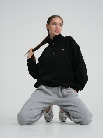 Свитшот поло оверсайз на молнии  теплый