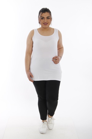 Майка большого размера с нулевым рукавом - белый (1)