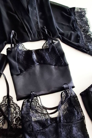 Luxury Bridal Set – Satin & Chiffon (5 Pieces) – Model 1530