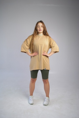 Футболка оверсайз женская бежевая Hi Mate