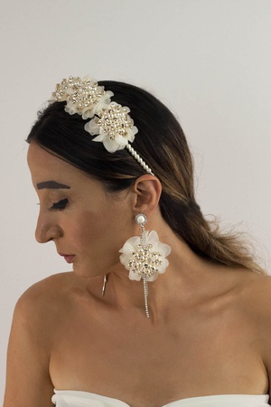 Набор застежек для серег Bijusel Pearl Flower, белый