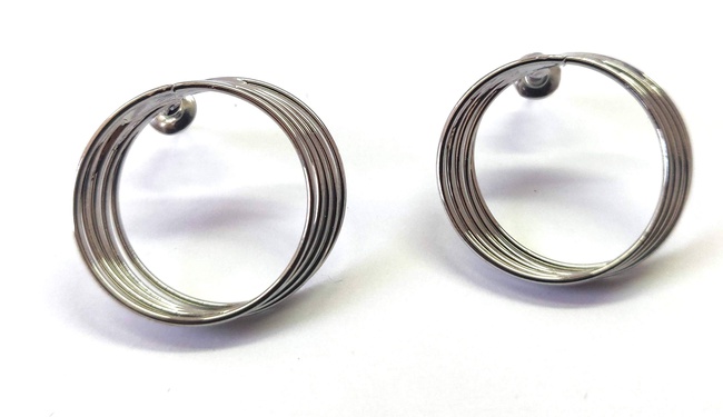 Silver Round Circular Studs