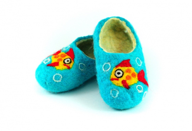 Keçe terlik &quot;Balık&quot; (mavi)