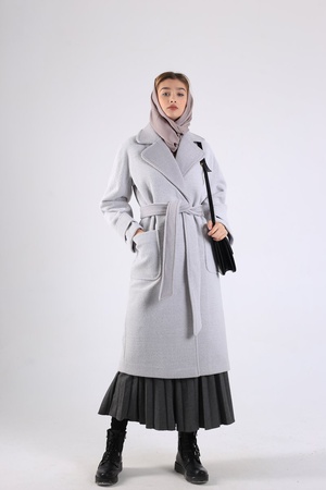 Women's coat of a loose cut, combined. # 48 combo