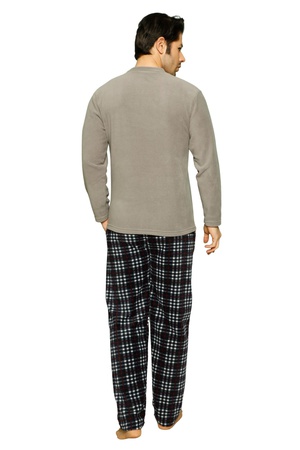 МУЖСКОЙ ПИЖАМНЫЙ КОСТЮМ - 100% ХЛОПОК - ДЛИННЫЙ РУКАВ - С КНОПКОЙ