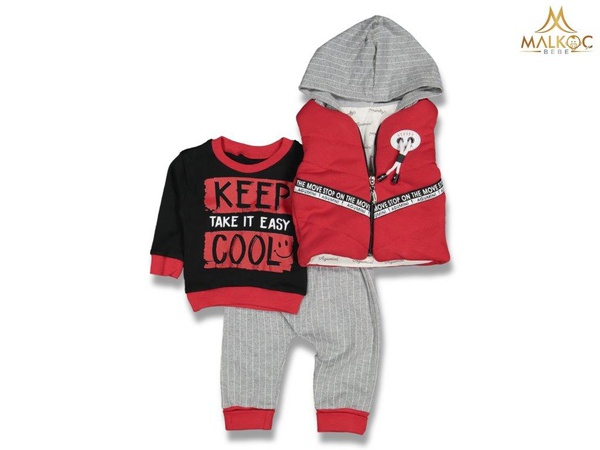 AGUMİNİ 90162-TODDLER BOY 2/4 YEARS COOL 3-PIECES CLOTHING SET WITH A VEST