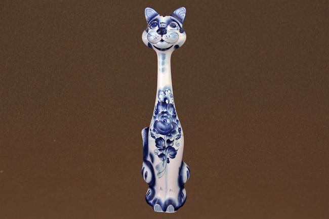 Сувенир кошка Кегля гжель
