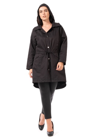 Büyük Beden Beli Büzgülü Parka