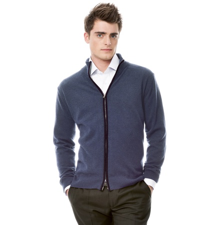 Синий кардиган из шерсти мериноса Colletto Bianco 200511