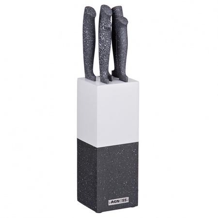 Набор ножей (6пр) с пластик. ручками на дерев.подс