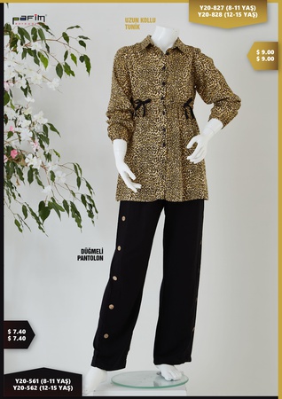 Uzun Kollu Empirme Kız Çocuk Tunik