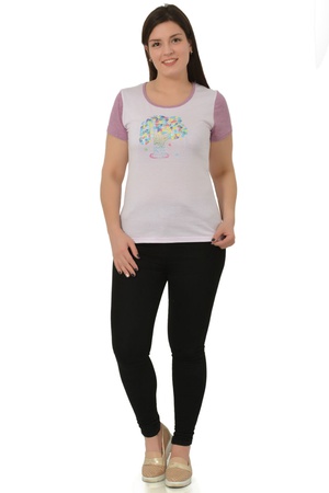 T-shirt kadın şeritten / r termal baskıya