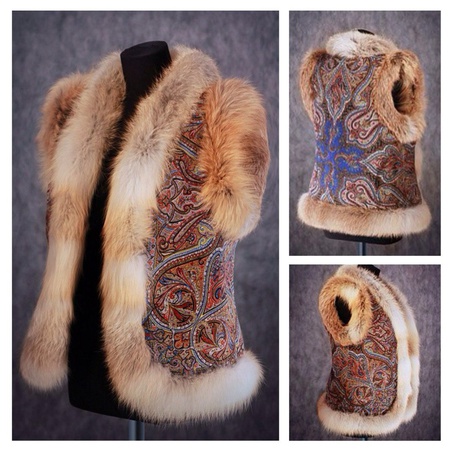 Vests with natural polar fox fur in the Russian style