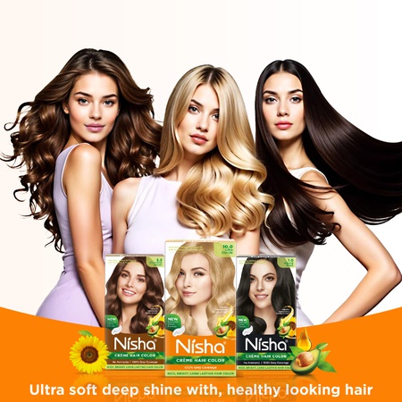 Nisha Creme Hair Color | Permanent Long Lasting Blonde Hair Dye Color Kit | Dark Blonde | 5.07 Oz