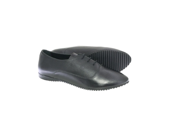 Genuine Leather, Black, Laced, Oxford, Casual, Handmade, Women Shoes